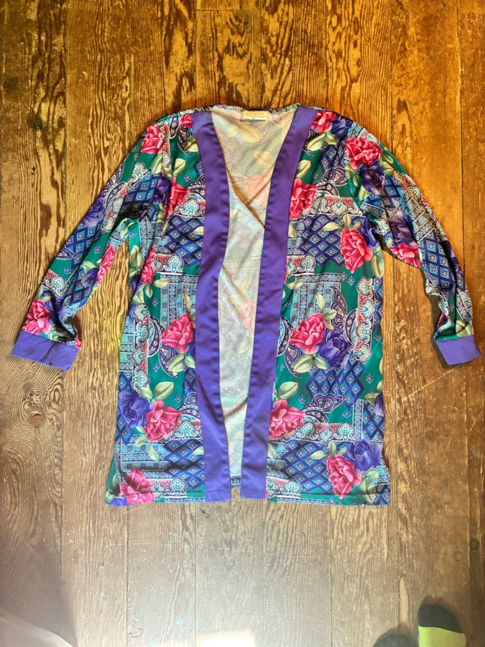 Floral Kimono paisley in Purple & Green